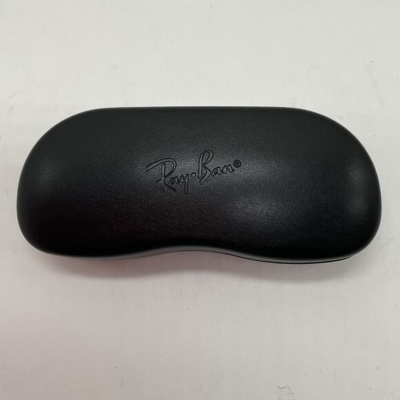 Rayban Hard Glasses Case Clamshell Closure Black Embossed with cleaning cloth - Picture 1 of 6